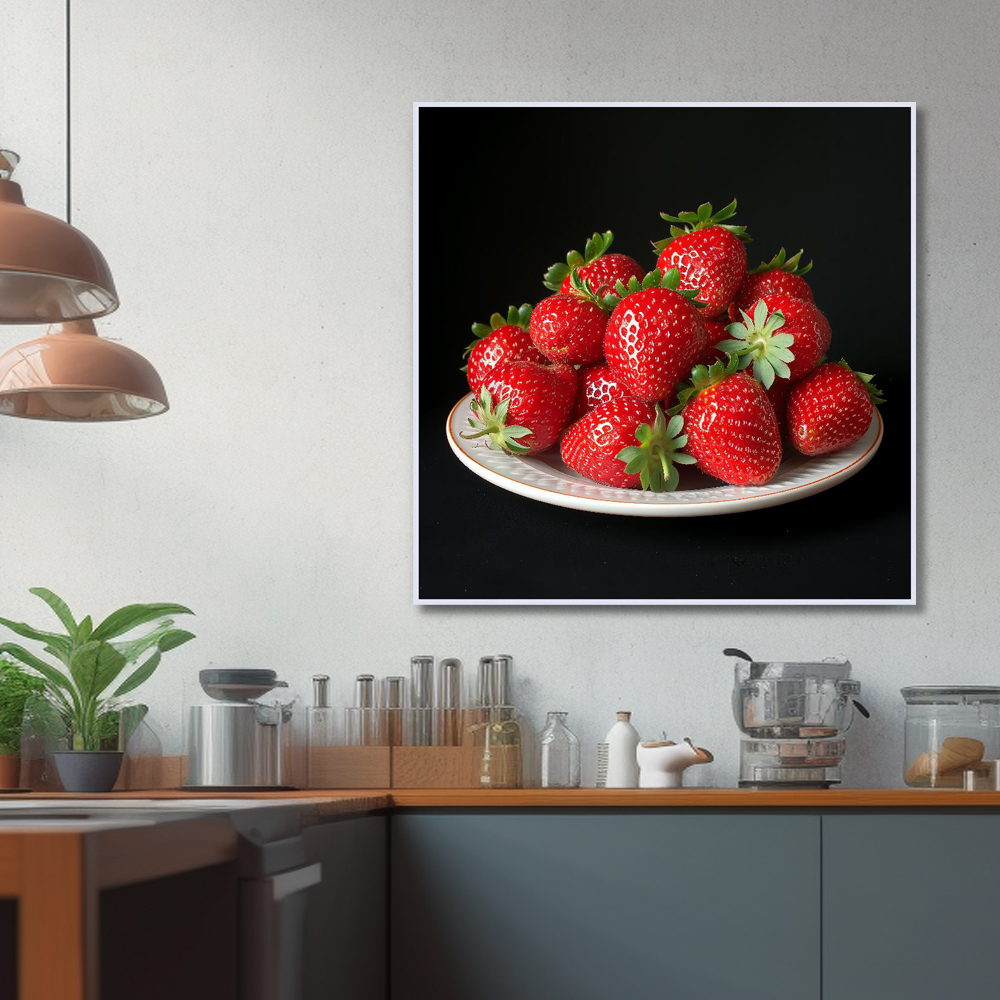 신선한딸기 80cm x 80cm 무광골드 알루미늄액자 - 상세 이미지 2