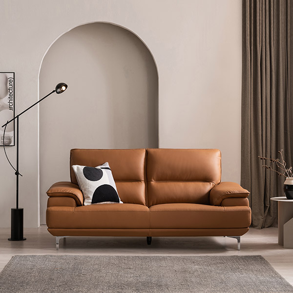 삼익가구 NEW아르더 프리미엄 천연면피 소가죽 소파 3인용 / 스틀제외