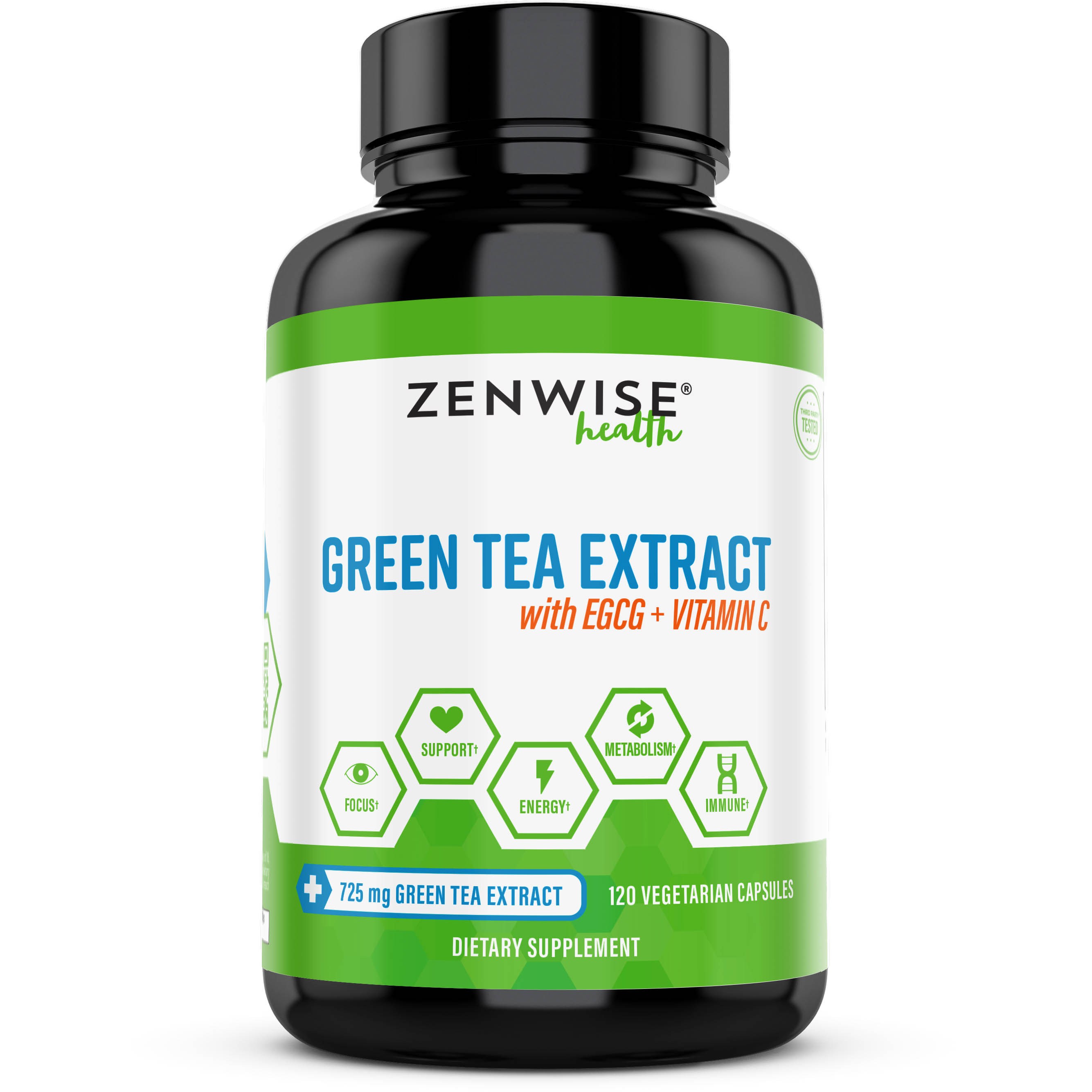 Zenwise 젠와이즈헬스 그린 티 추출물 725mg 베지테리안 캡슐 : TAERIM