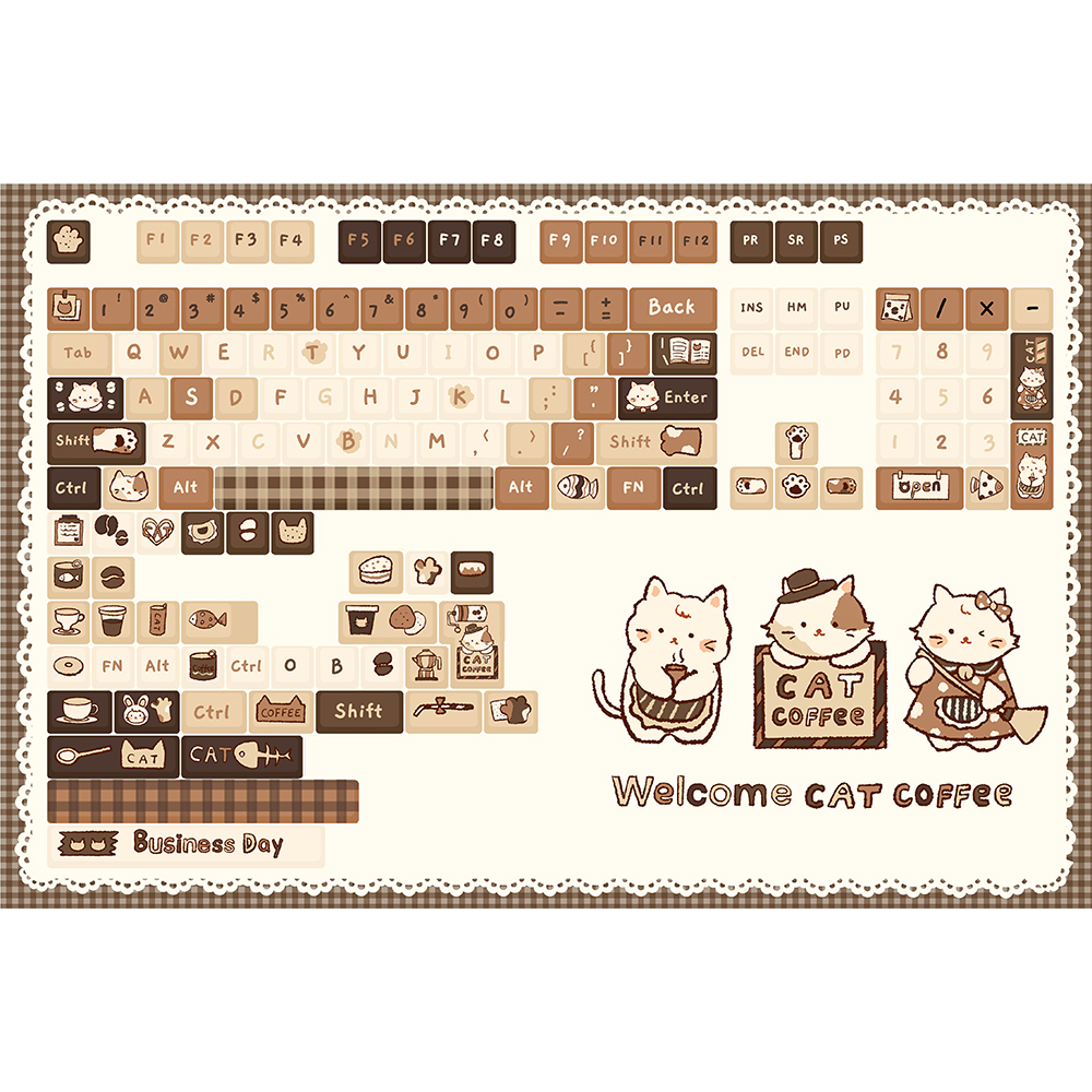 Soulcat 고함량 PBT 염료승화 영문 키캡 141키 커스텀키보드 교체용 (고양이카페) - 상세 이미지 2