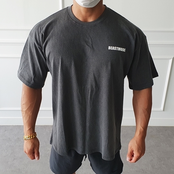 비스트모드 헤비코튼 피그먼트 헬스 오버핏 반팔 티셔츠 짐웨어 BSMD - 상세 이미지 3