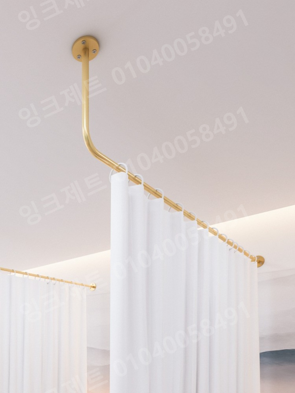 천장 커튼레일 칸막이 피부샵 철제 가림막 사각 피팅룸 - 상품 이미지