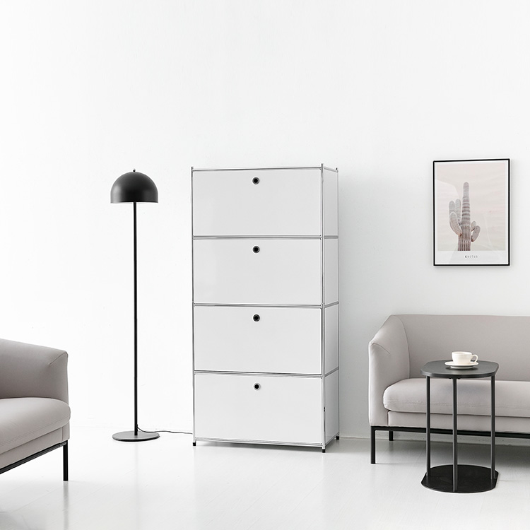 [4월 중순 입고예정] 모듈가구 심플리 4단 수납장 BC100 77x40x158, 4단, 퓨어화이트 2157.2667