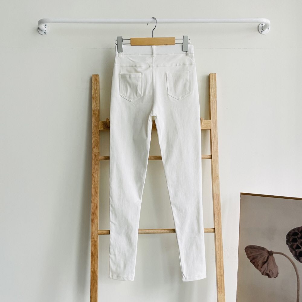 여성 스키니팬츠 스판 하이웨스트 히든밴딩 고탁력 최강스판 화이트 블랙 팬츠 - 상세 이미지 5