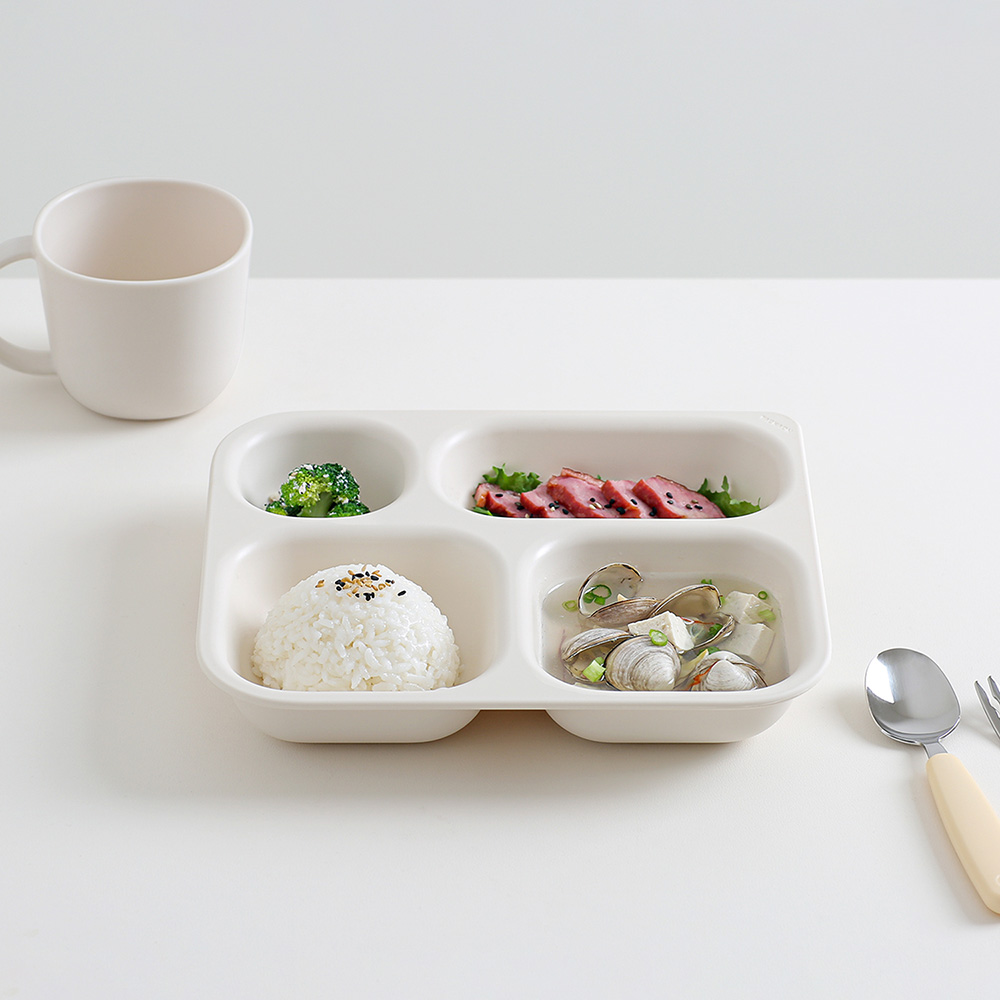 유아 식판 식기 탁가온 네모 깊은 4구식판 원플레이트 미끌림방지 아기 유아 어린이 유치원 어린이집