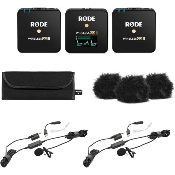 Rode Wireless GO II 콤팩트 마이크 시스템2x 송신기 포함 턴스타일 오디오 TASL500 라발리어 번들 : 인터프롤로