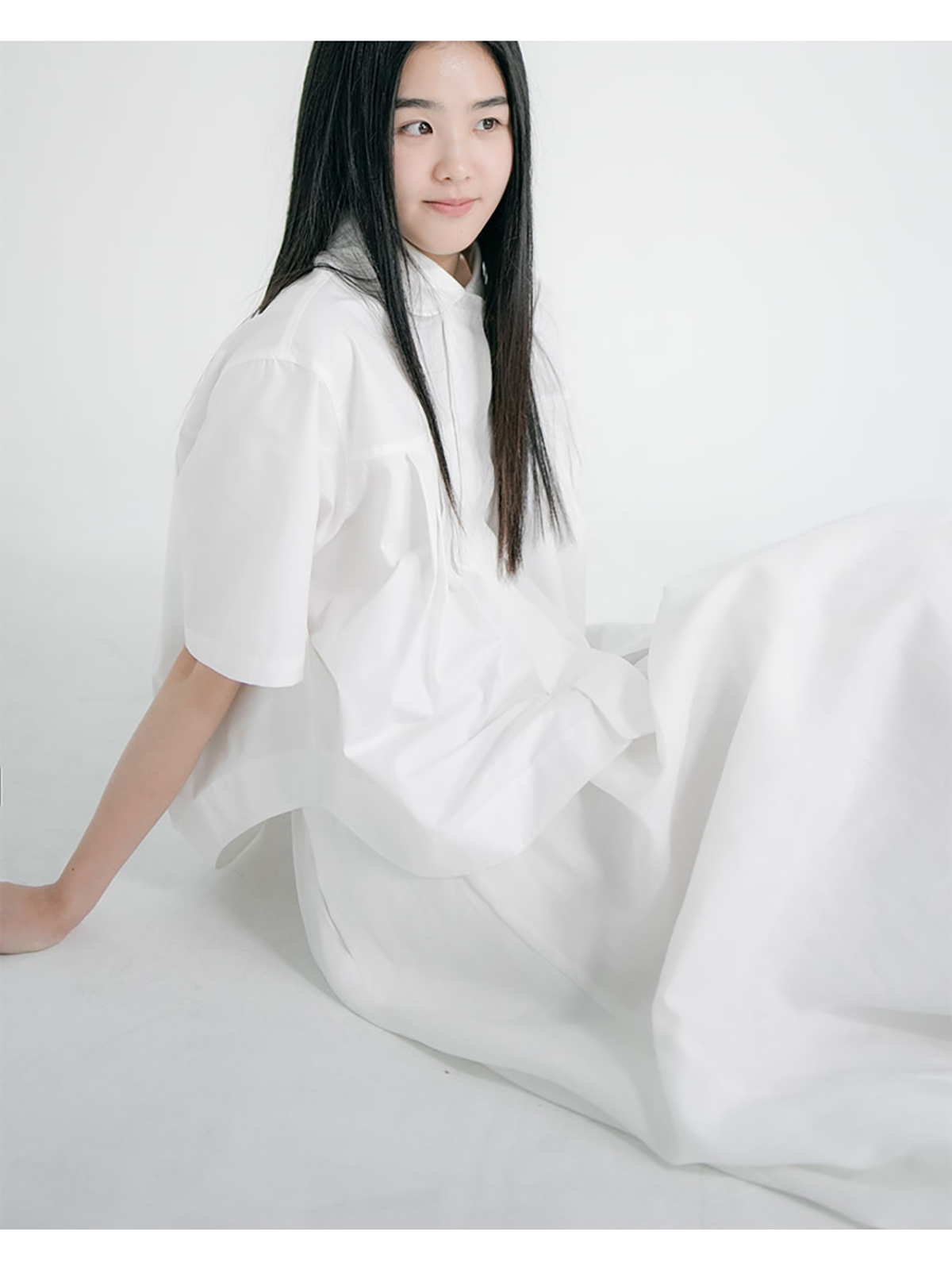 유노이아 EUNOIA POPLIN TUCK SHIRT WHITE : TRIPLESTORE