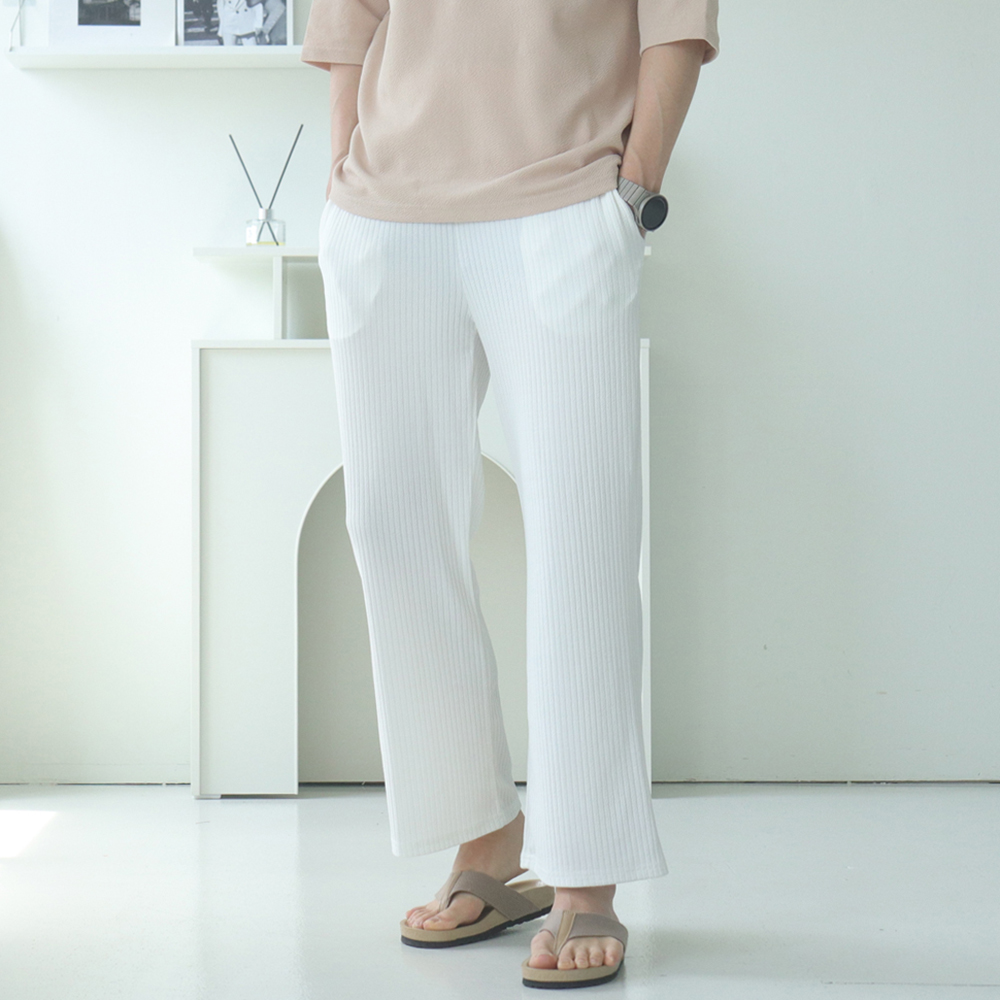 남자와이드팬츠 빅사이즈 밴딩 남성플리츠팬츠 남자냉장고바지