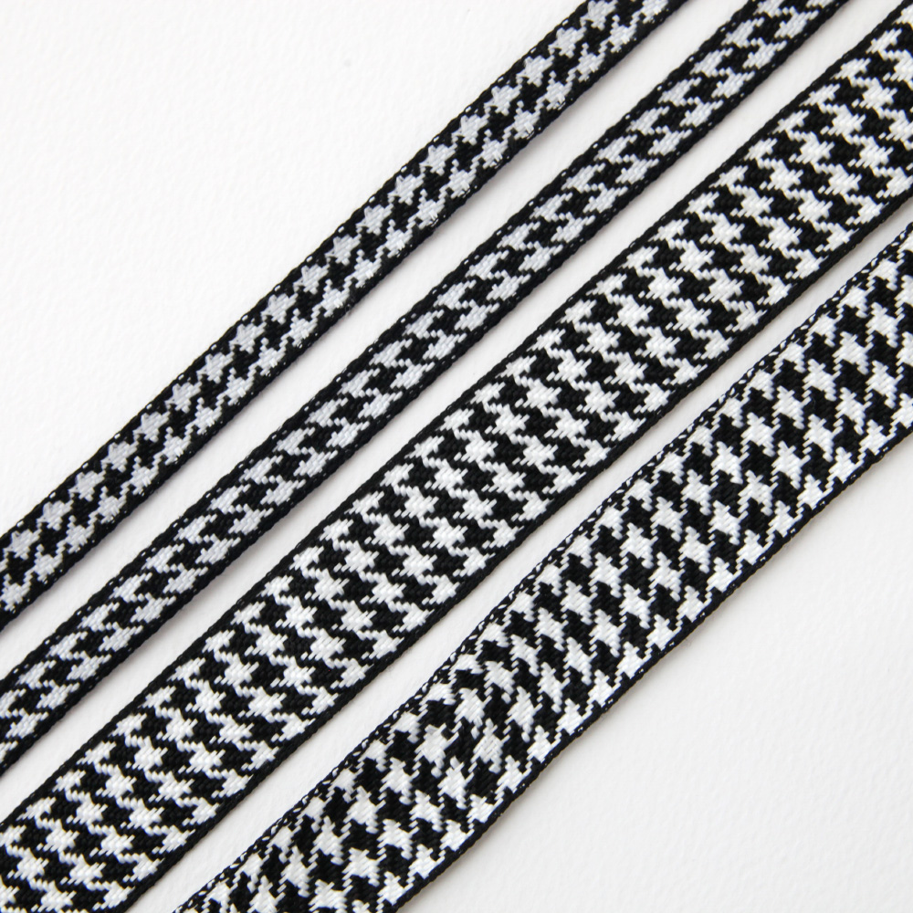 하운드 투스 체크 리본 폭1cm, 2.3cm 길이90cm - 메인 이미지