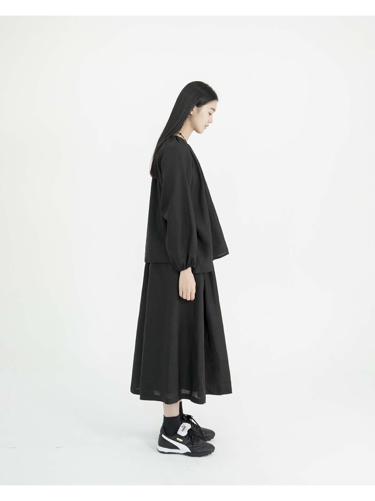 유노이아 EUNOIA LINEN BLOUSE BLACK : TRIPLESTORE