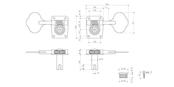고토 GOTOH 5현 베이스용 기타 부품 페그 니켈 GB528/L4 Nickel - 상세 이미지 3