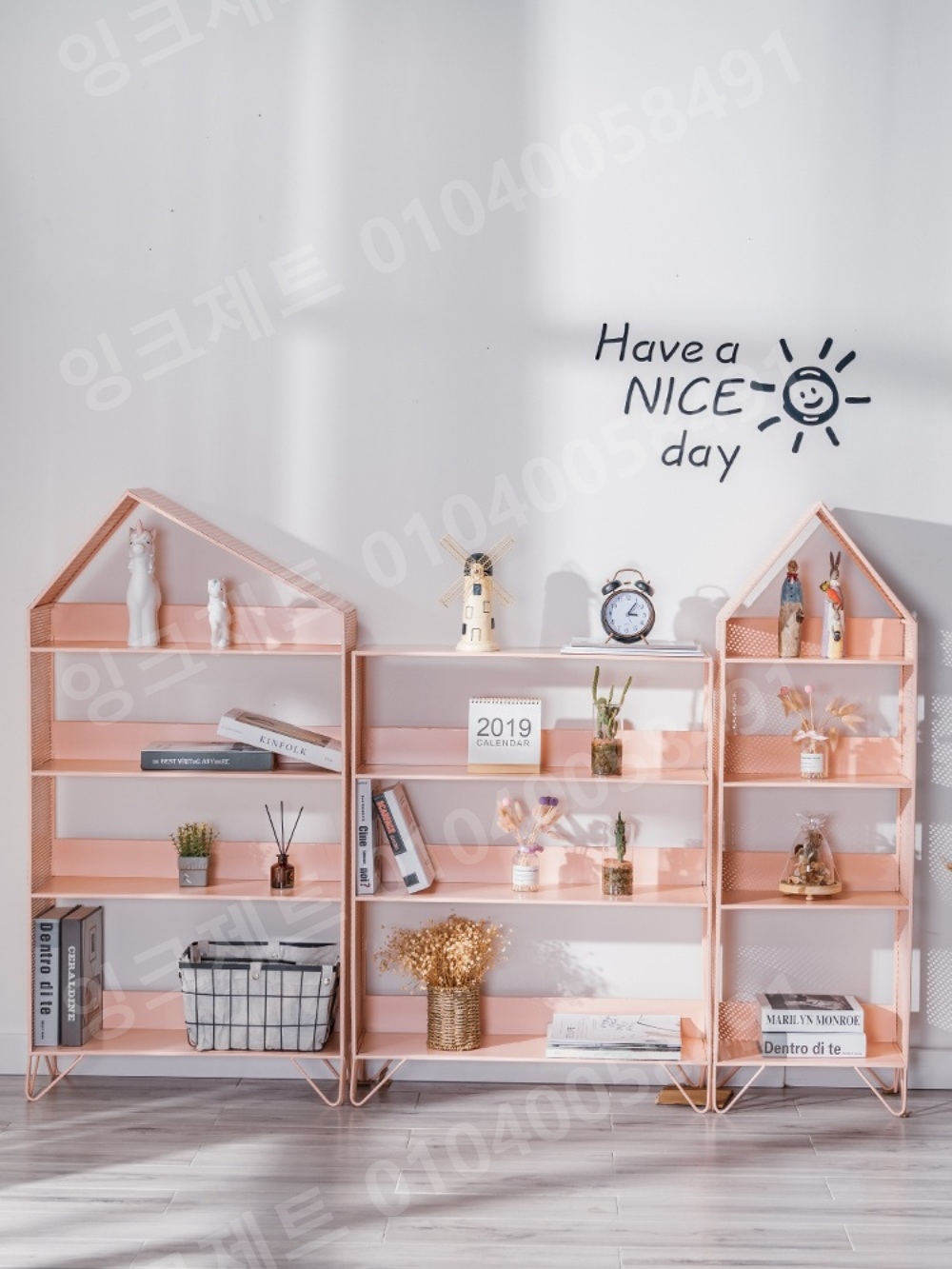 철제선반 조합 집모양 소형 공주방 핑크 북트럭 DIY - 상품 이미지