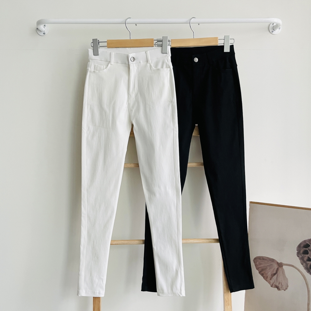 여성 스키니팬츠 스판 하이웨스트 히든밴딩 고탁력 최강스판 화이트 블랙 팬츠 - 상품 이미지