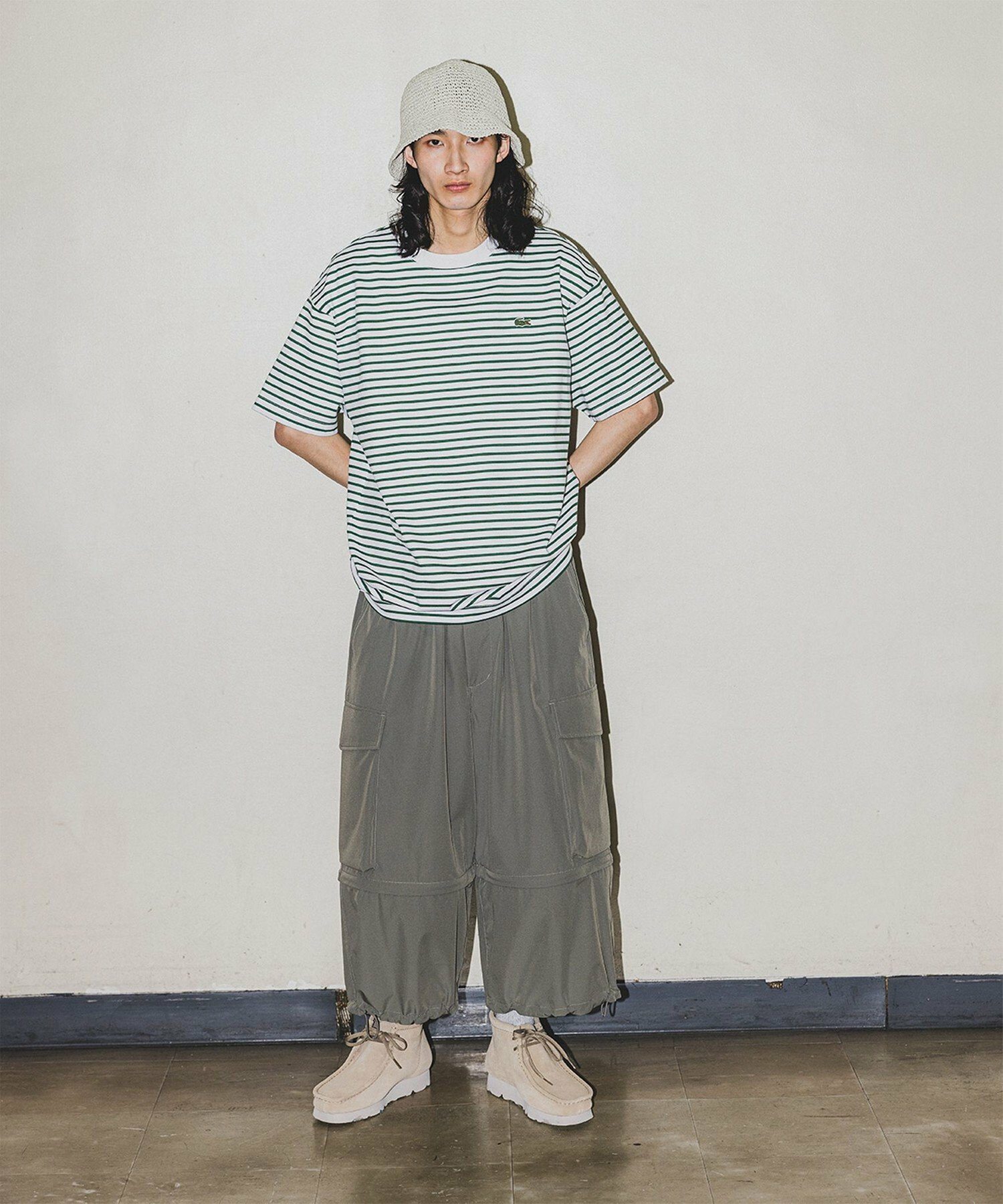라코스테 LACOSTE for BEAMS 빔즈 반팔 보더 스트라이프 남성 티셔츠 - 상세 이미지 2
