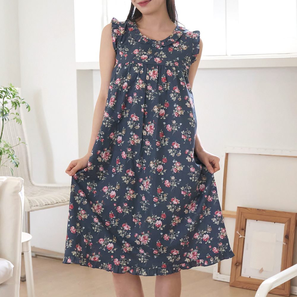 여성 나시 원피스 홈웨어 면 플라워  24S144-3(60수순면)