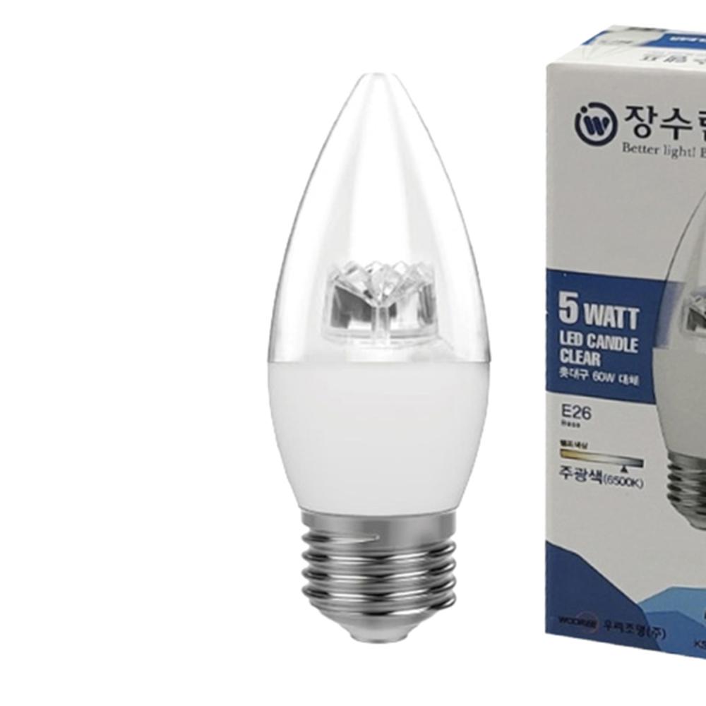 투명 LED촛대구 캔들전구 E26 5W 6500K 420lm KS