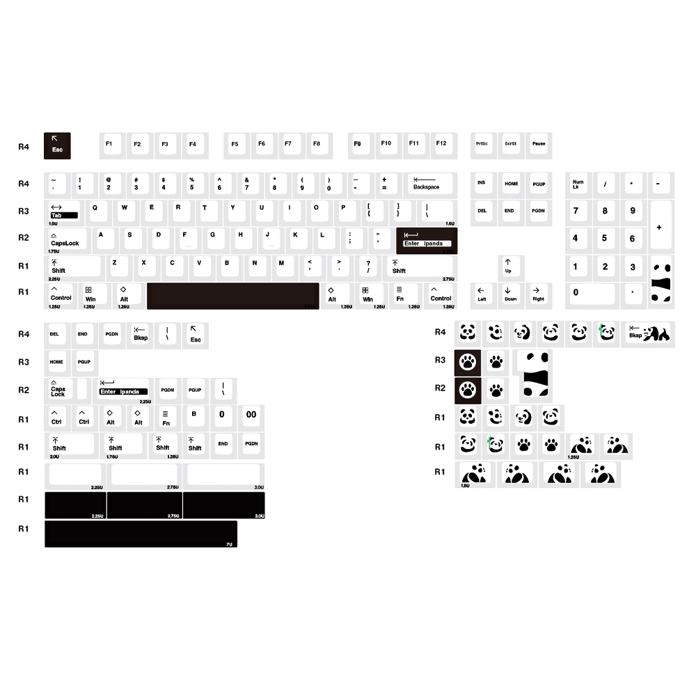 Soulcat 고함량 PBT 염료승화 영문 키캡 164키 커스텀키보드 교체용 (판다) - 상세 이미지 2