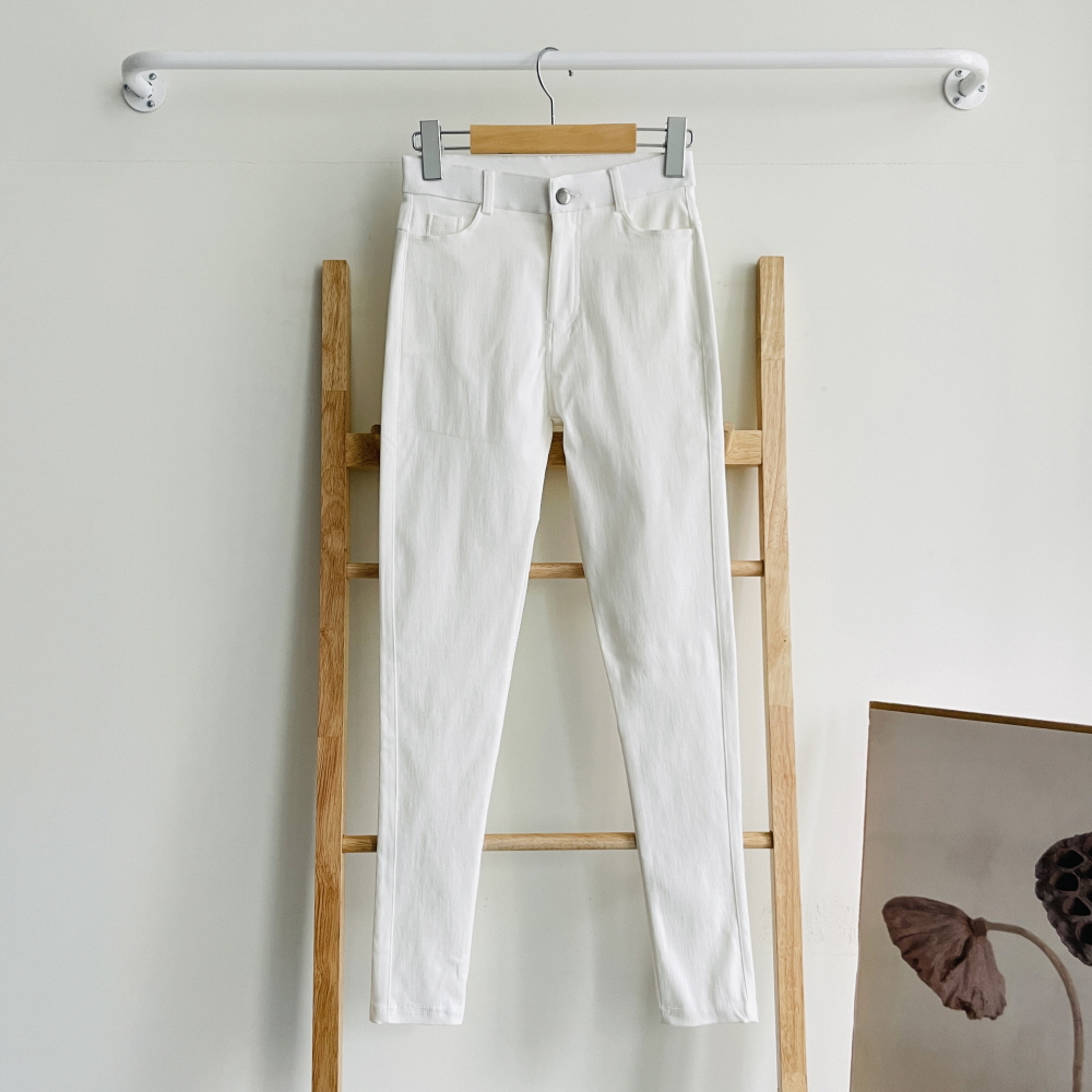 여성 스키니팬츠 스판 하이웨스트 히든밴딩 고탁력 최강스판 화이트 블랙 팬츠 - 상세 이미지 4