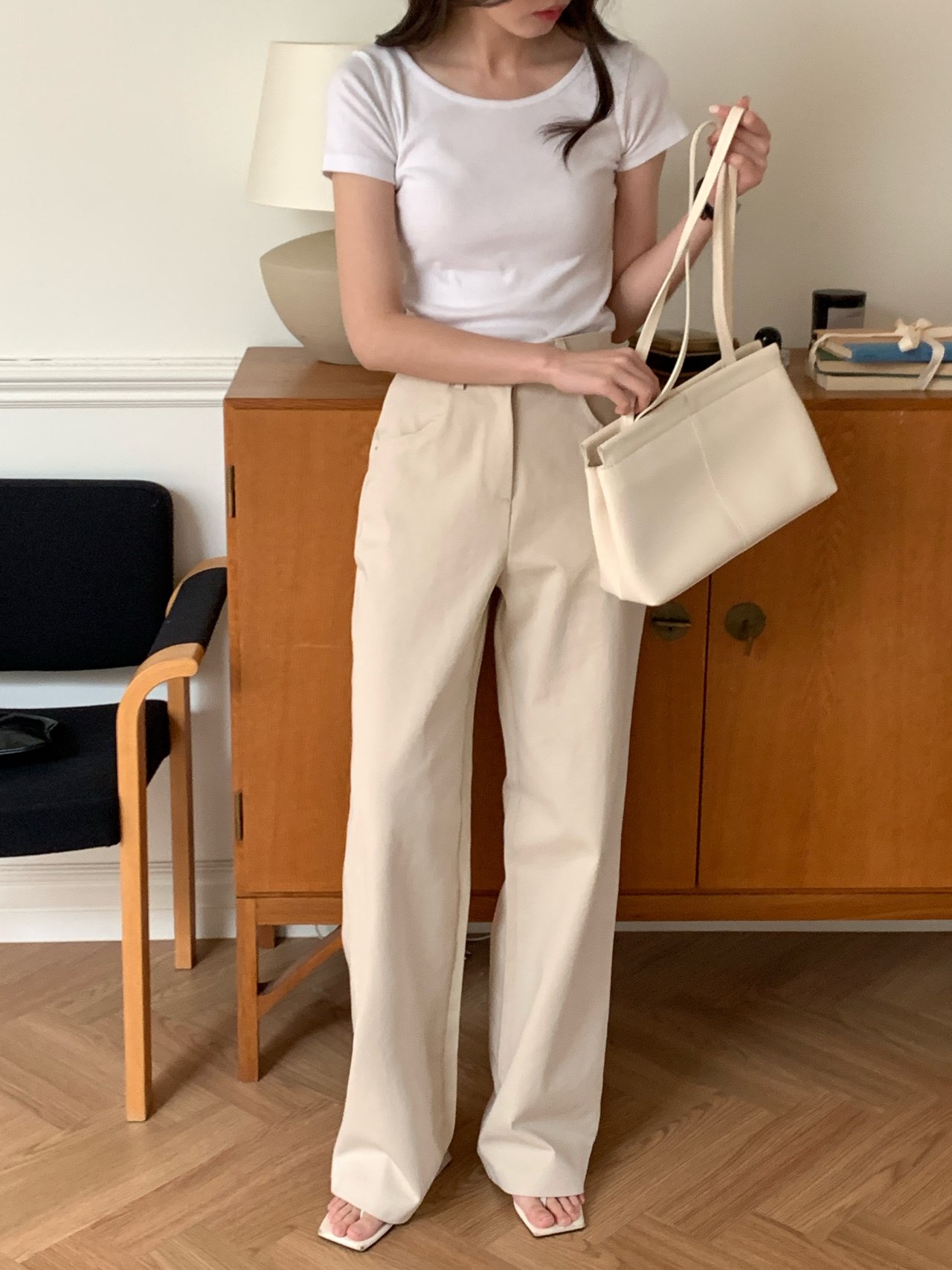 바이오워싱 코튼 일자 팬츠(3 color) 고퀄리티 사계절 화이트 면바지 르솜 상세 이미지 20