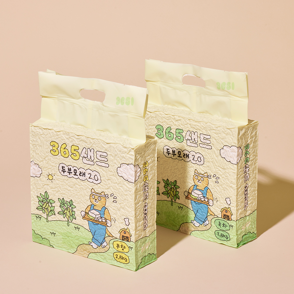 3651 365샌드 고양이 두부모래 2.0 녹차향, 2.8kg, 5개