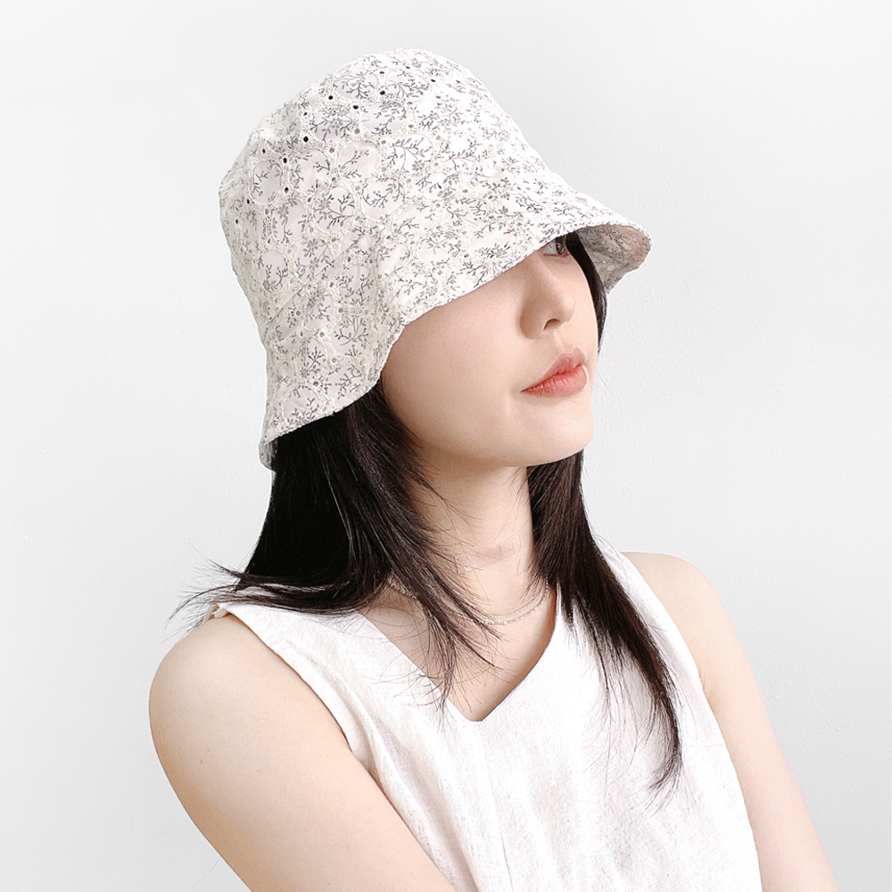 오키드 펀칭 플라워 레이스 여성 봄 여름 벙거지모자 버킷햇