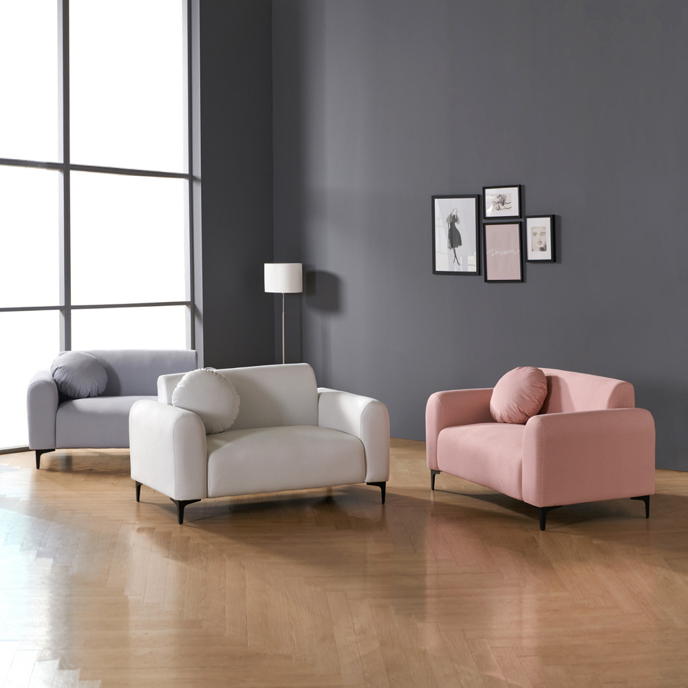 [방문설치] 라임 코모도 아쿠아텍스 패브릭 2인 쇼파 스툴미포함, 그레이블루