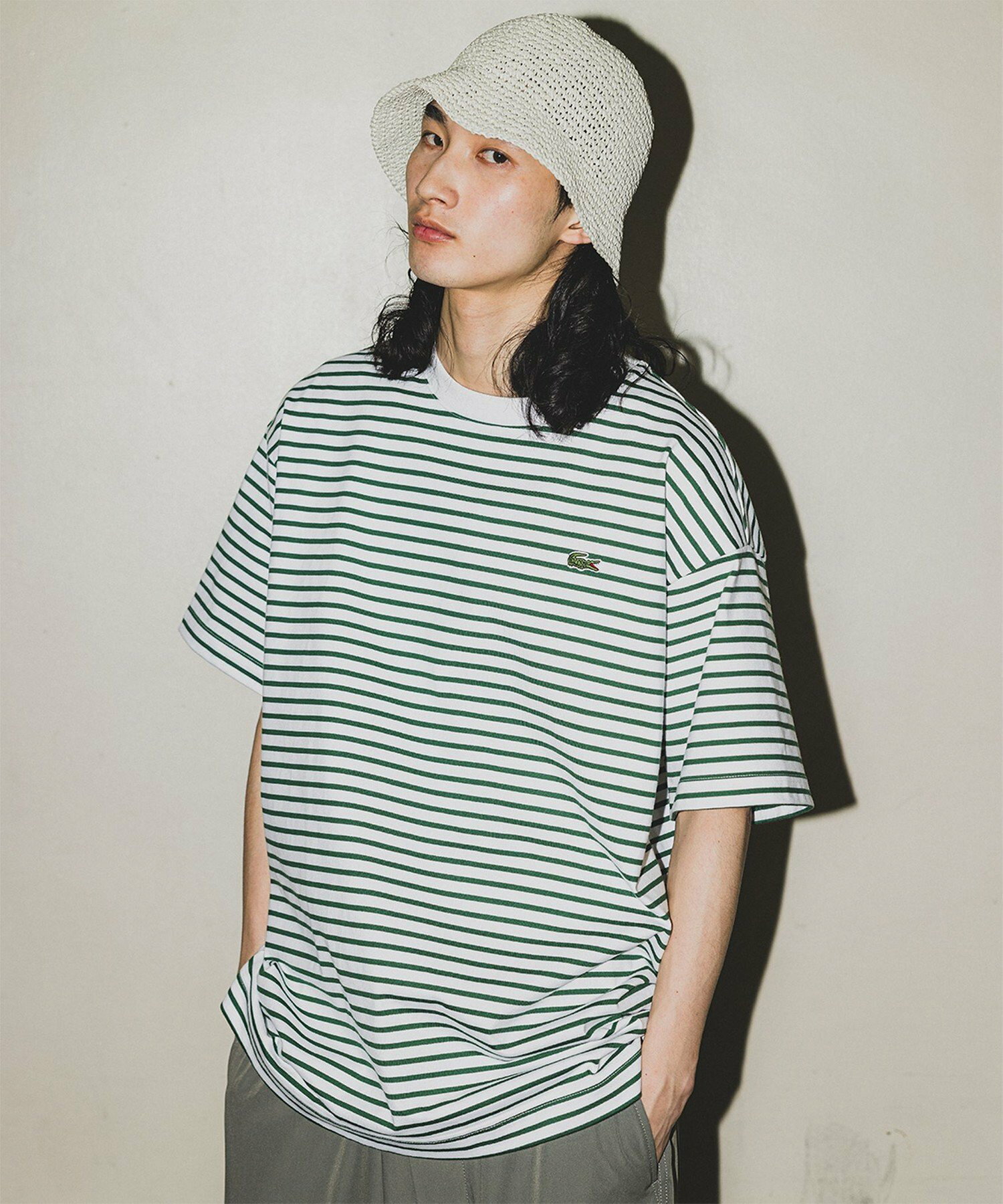 라코스테 LACOSTE for BEAMS 빔즈 반팔 보더 스트라이프 남성 티셔츠 - 메인 이미지