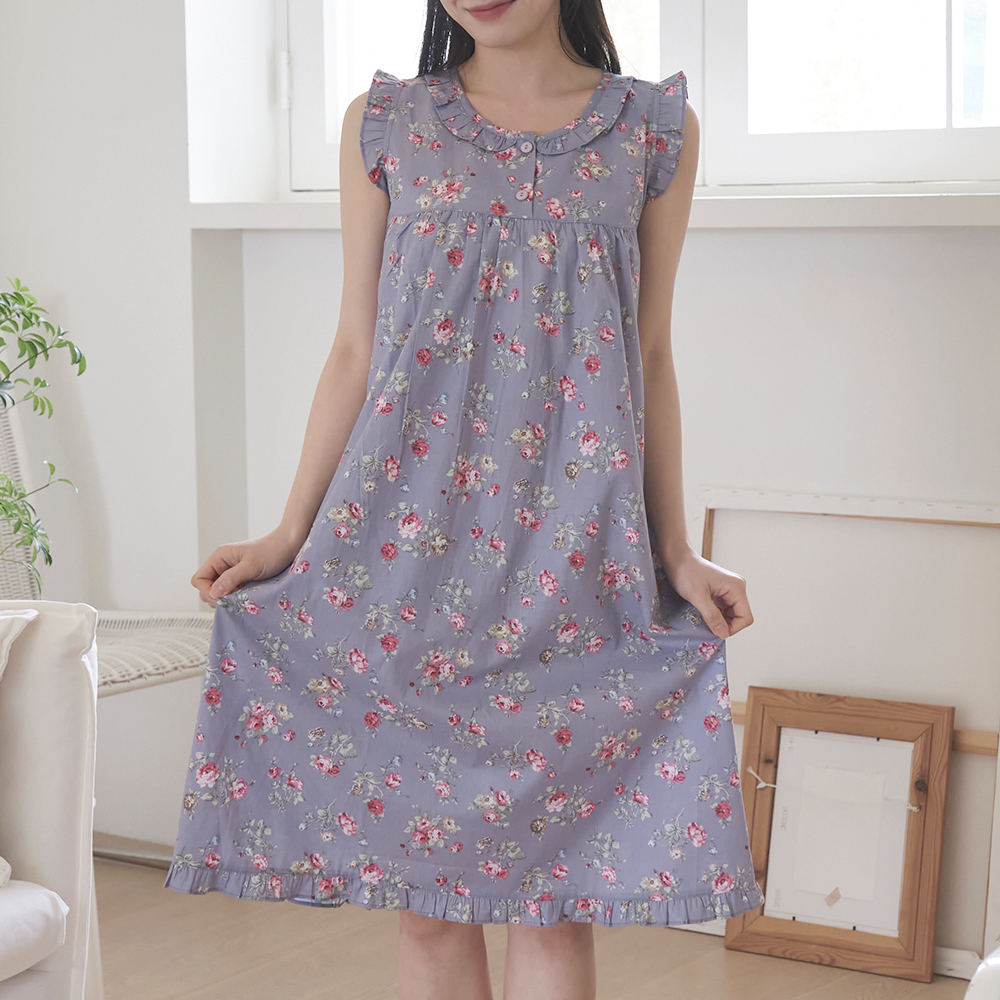 여성 나시 원피스 홈웨어 면 플라워  24S144-3(60수순면)