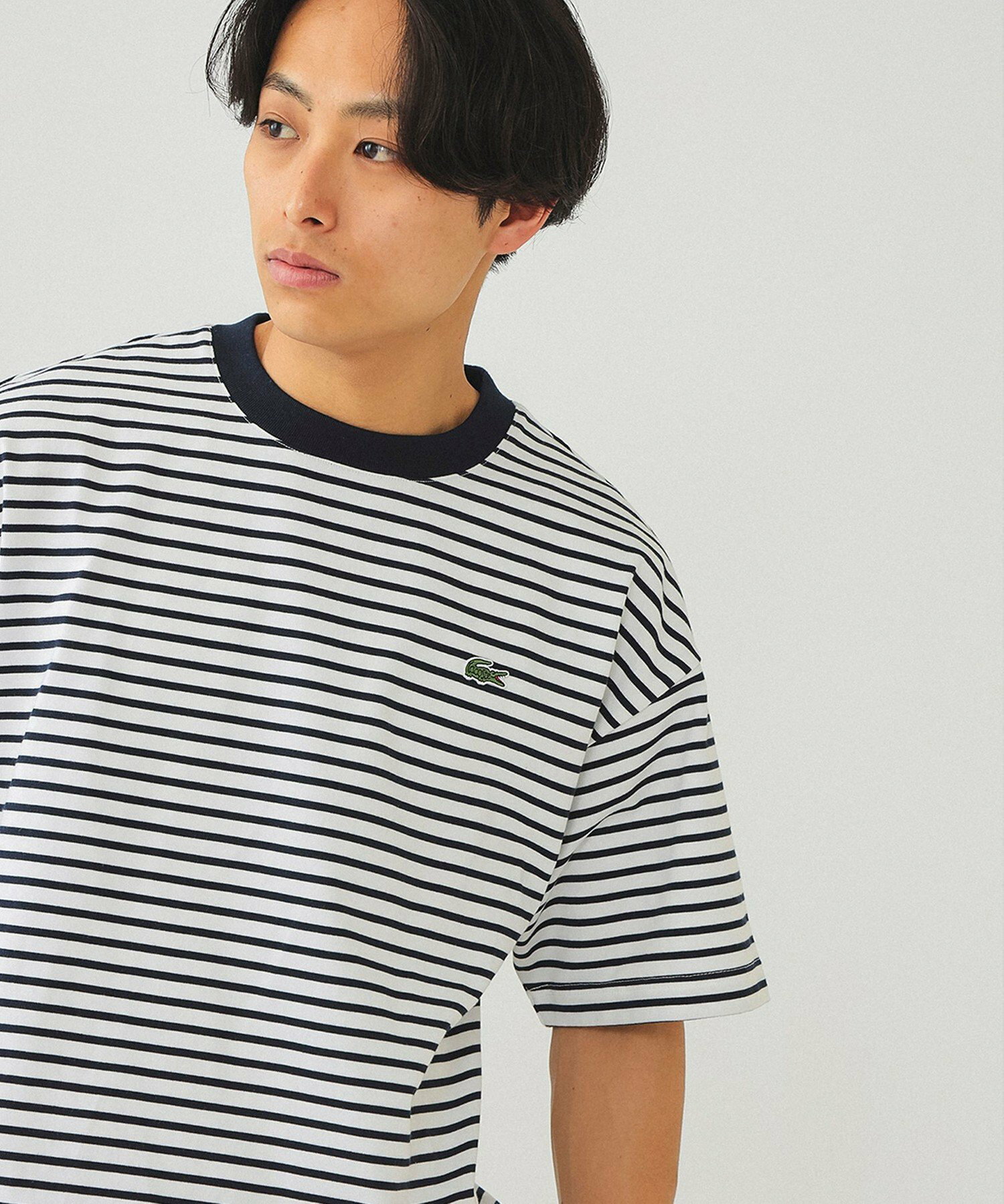 라코스테 LACOSTE for BEAMS 빔즈 반팔 보더 스트라이프 남성 티셔츠 - 상세 이미지 3