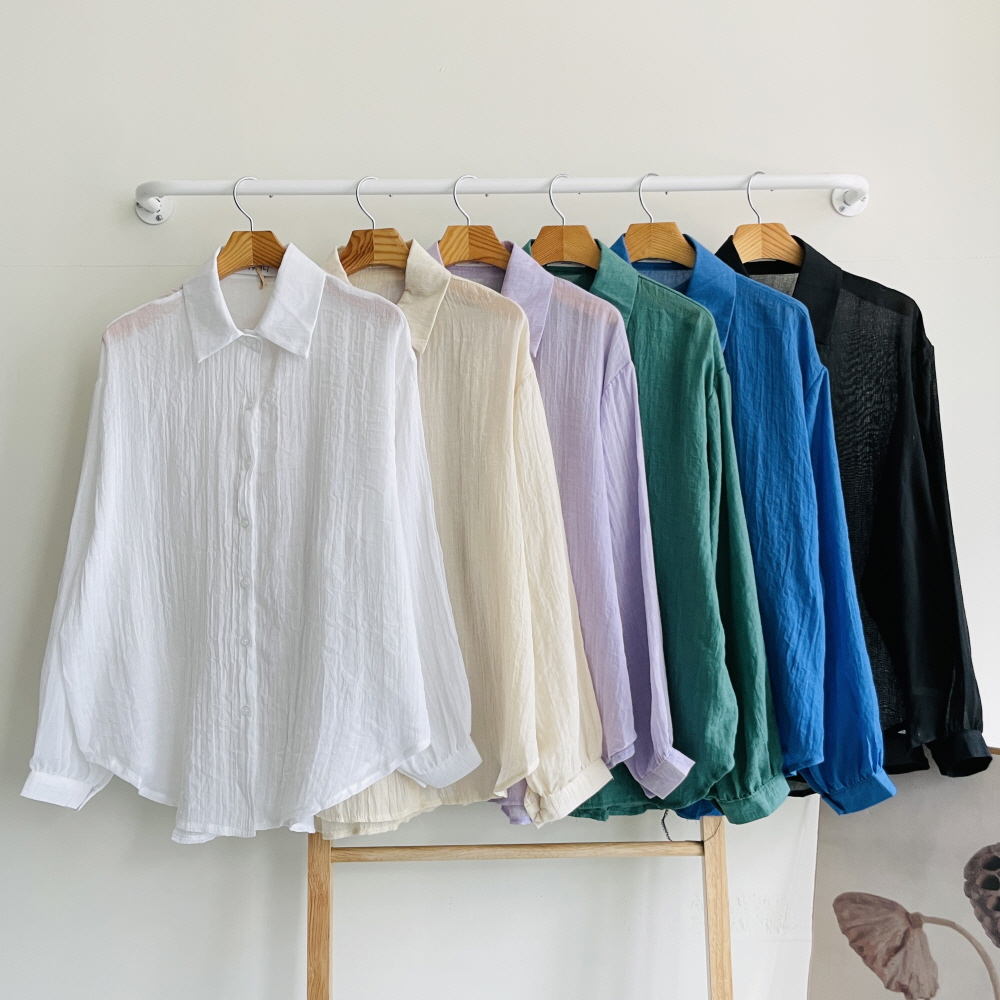 아사면블라우스 시스루블라우스 거즈면 시원한 남방