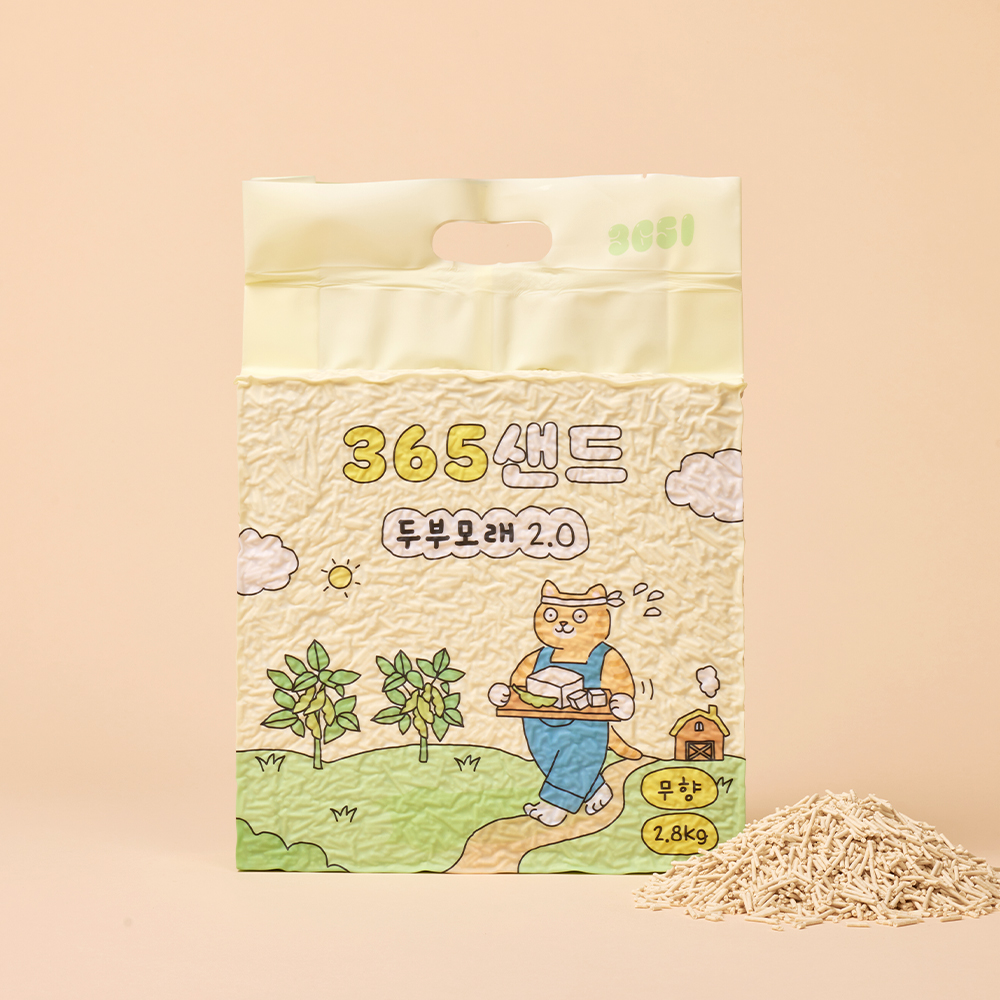 3651 365샌드 고양이 두부모래 2.0 녹차향, 2.8kg, 5개
