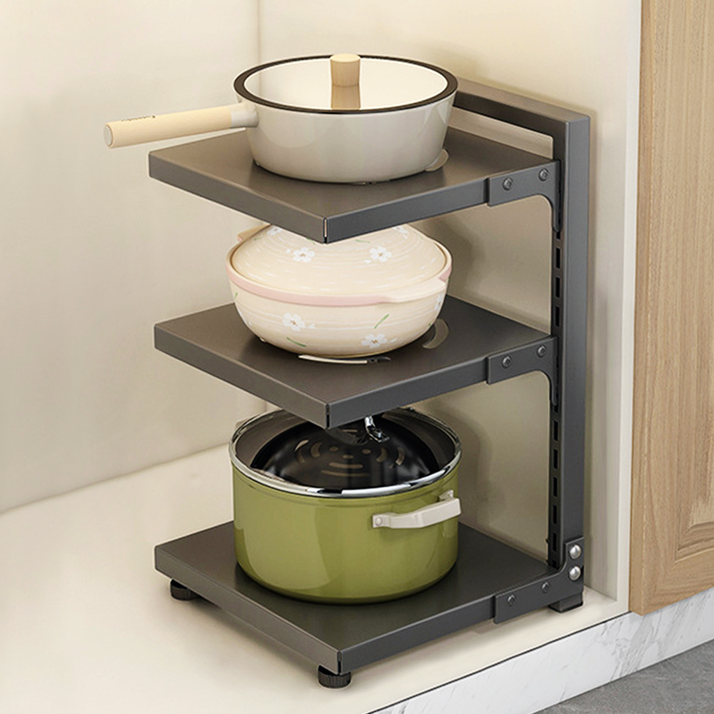 높이조절 냄비 후라이팬 정리대 3단 거치대 정리 키친랙 뚜껑 제품 이미지