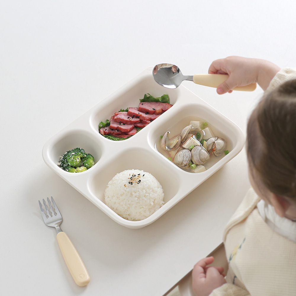 유아 식판 식기 탁가온 네모 깊은 4구식판 원플레이트 미끌림방지 아기 유아 어린이 유치원 어린이집