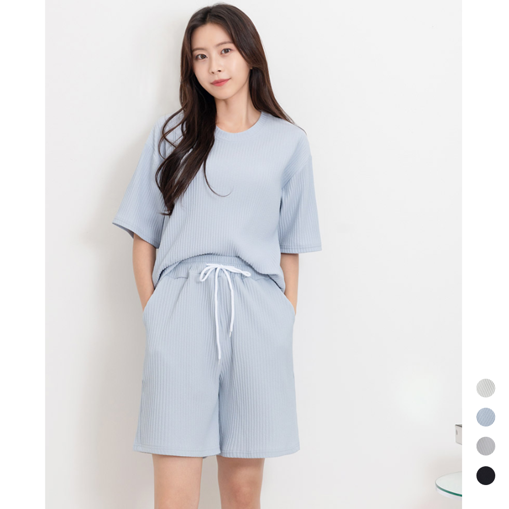 집에서입는반바지 성인실내복 여름 파자마 잠옷 여성플리츠팬츠 - 상품 이미지
