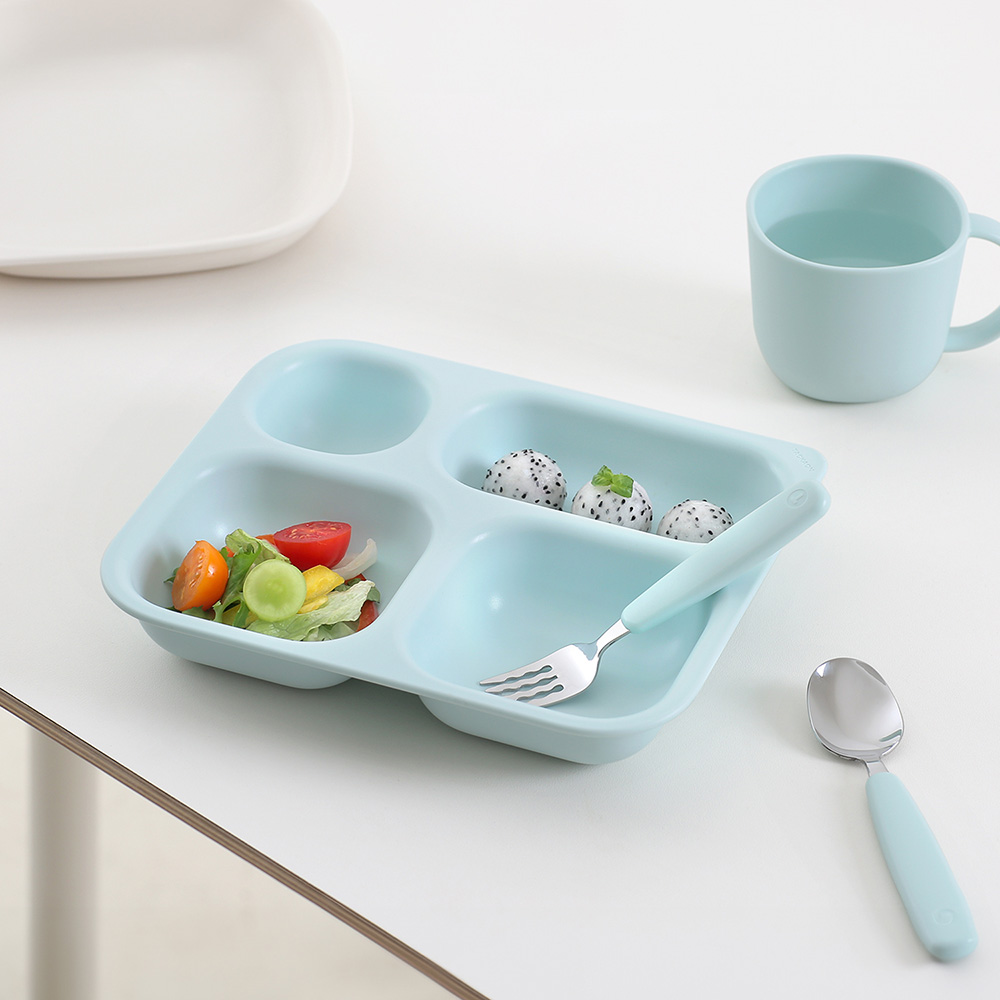 유아 식판 식기 탁가온 네모 깊은 4구식판 원플레이트 미끌림방지 아기 유아 어린이 유치원 어린이집