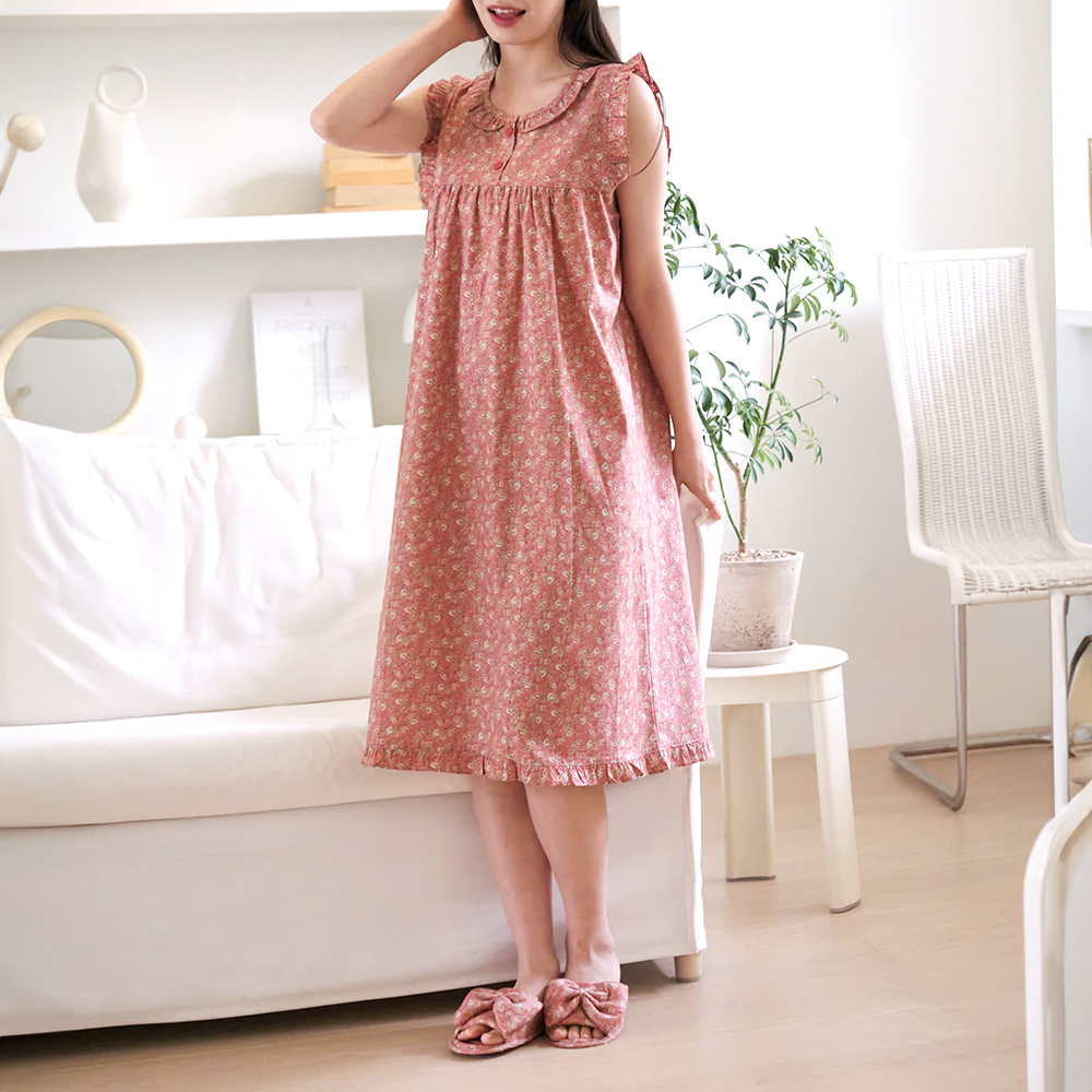 여성 나시 원피스 홈웨어 면 연블루 24S144-4(60수순면)