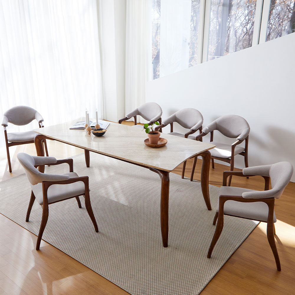 스코나 하우드 이태리 천연 대리석 애쉬원목 1650 6인 다이닝 식탁세트(의자6개)