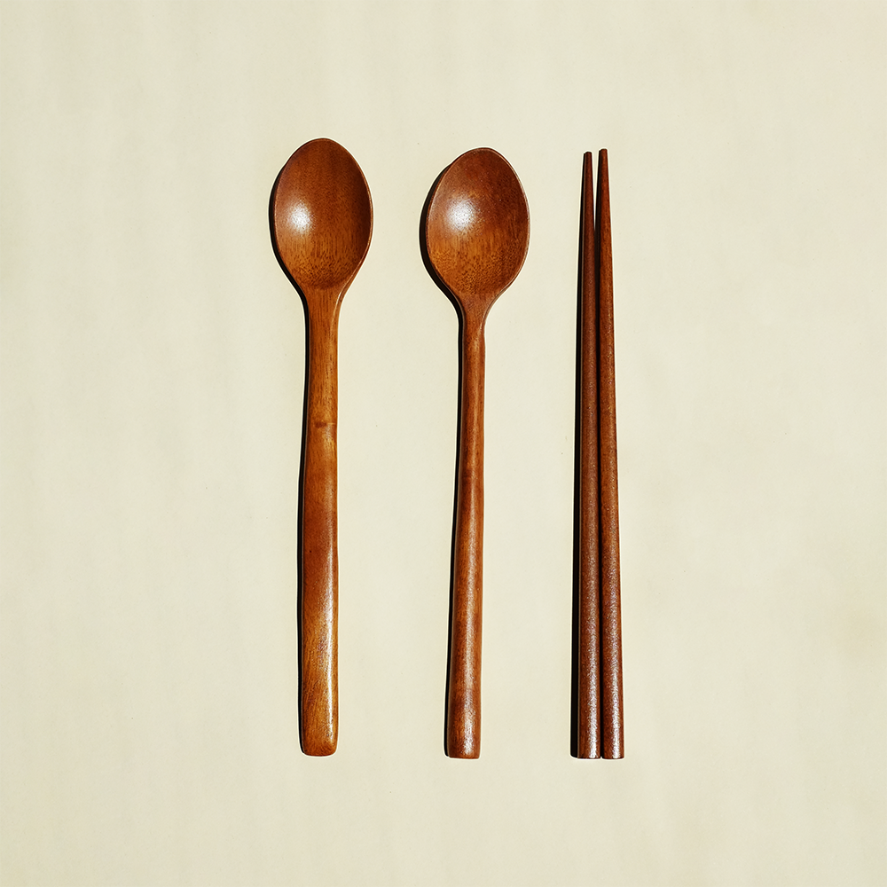 오랜 우드 어린이 아동 수저 숟가락 젓가락 아카시아 나무 원목 - 메인 이미지