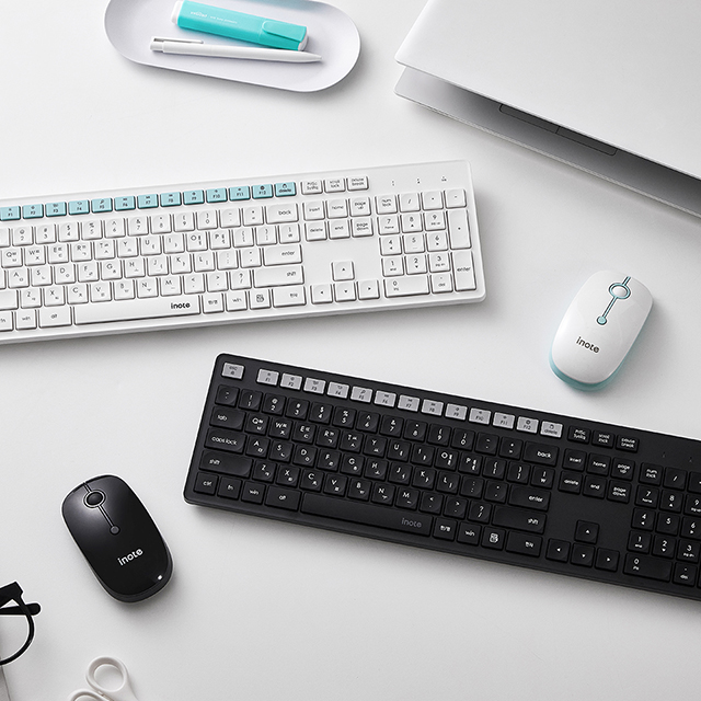 아이노트 KM830R 사무용 무선 키보드 마우스 세트 저소음 DPI 조절 키스킨 포함