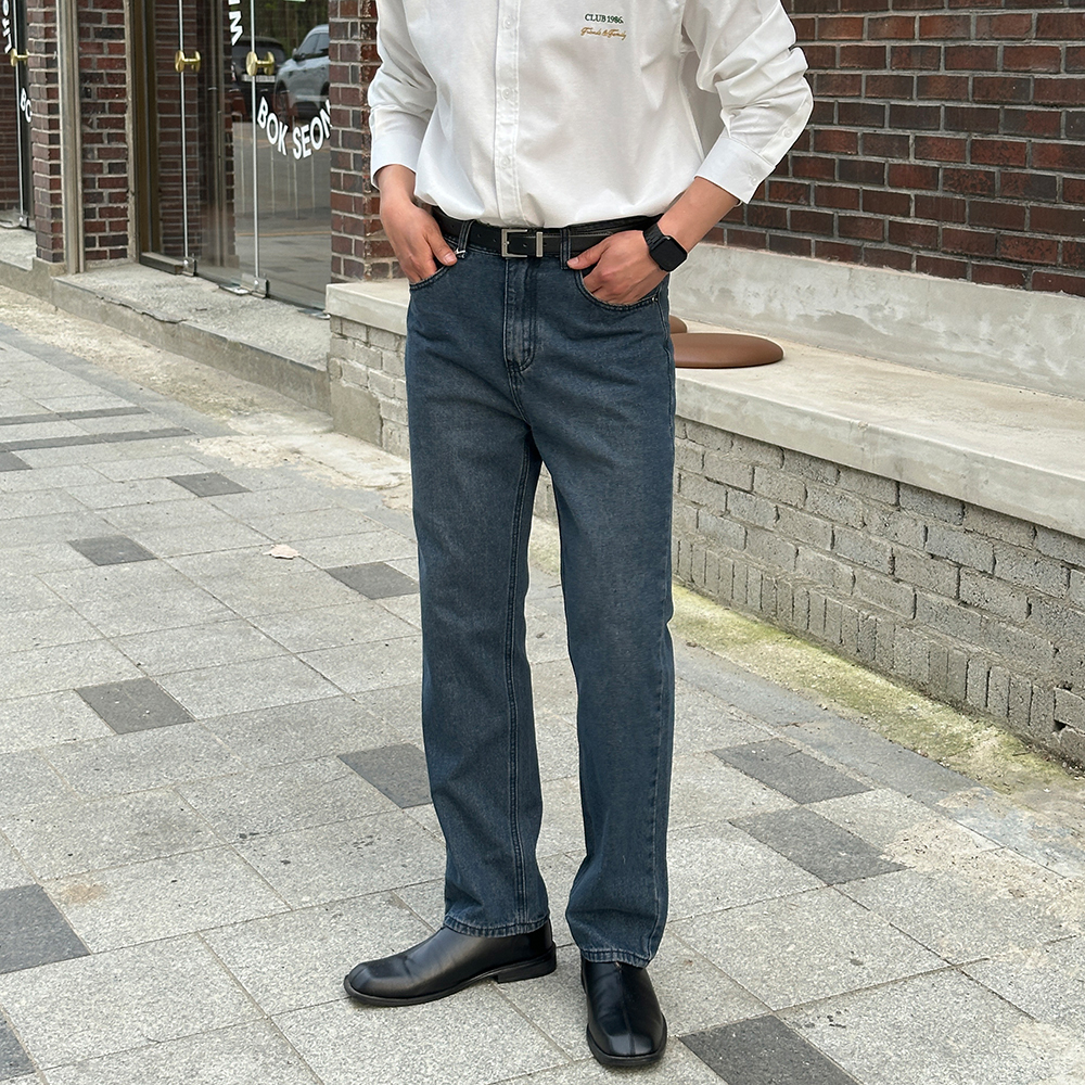 남자 청바지 여름 와이드청바지 진청 블랙진 빅사이즈 - 상세 이미지 3