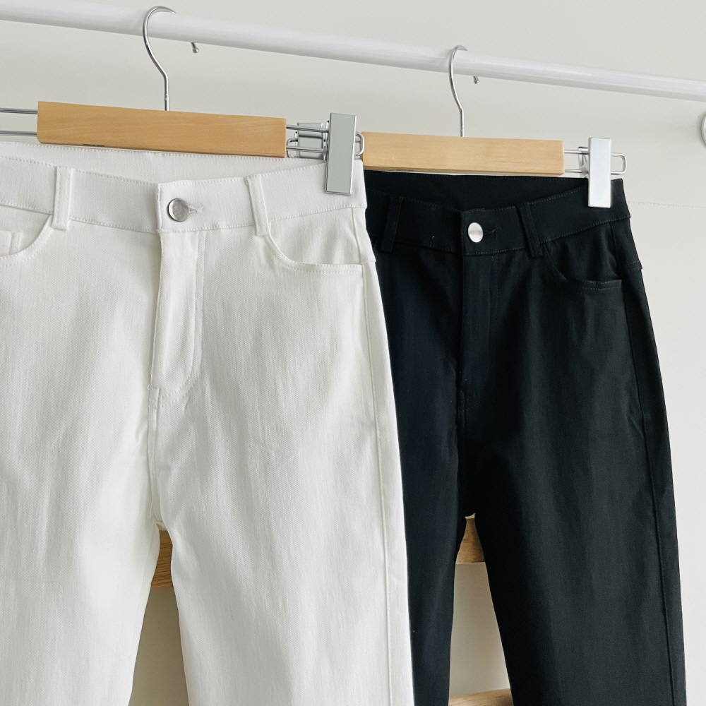 여성 스키니팬츠 스판 하이웨스트 히든밴딩 고탁력 최강스판 화이트 블랙 팬츠 - 상세 이미지 2