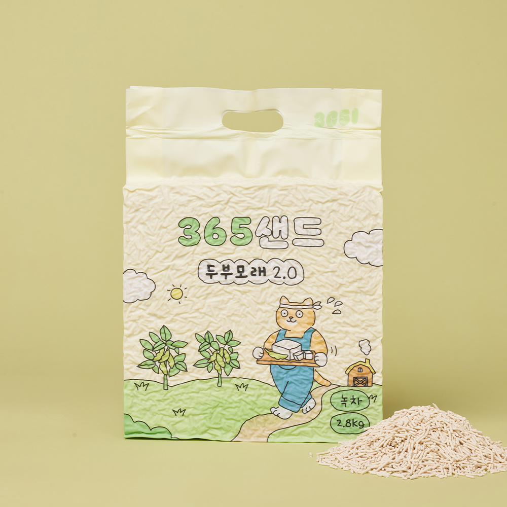 3651 365샌드 고양이 두부모래 2.0 녹차향, 2.8kg, 5개