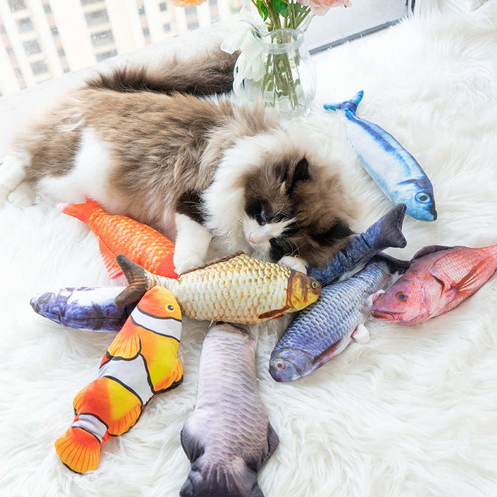 6종세트 리얼 생선인형 고양이 강아지 장난감 물고기 금붕어 고등어 시장놀이 20cm - 상세 이미지 2