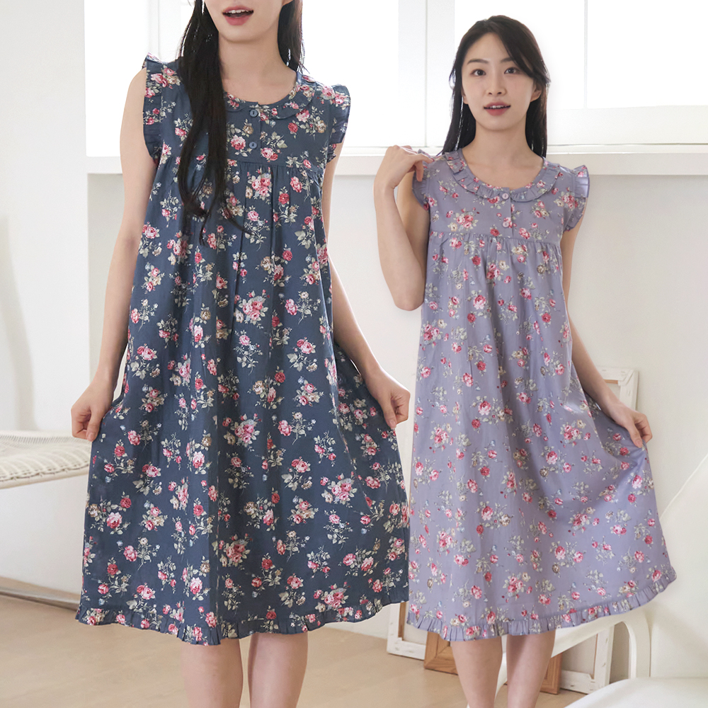 여성 나시 원피스 홈웨어 면 플라워  24S144-3(60수순면)