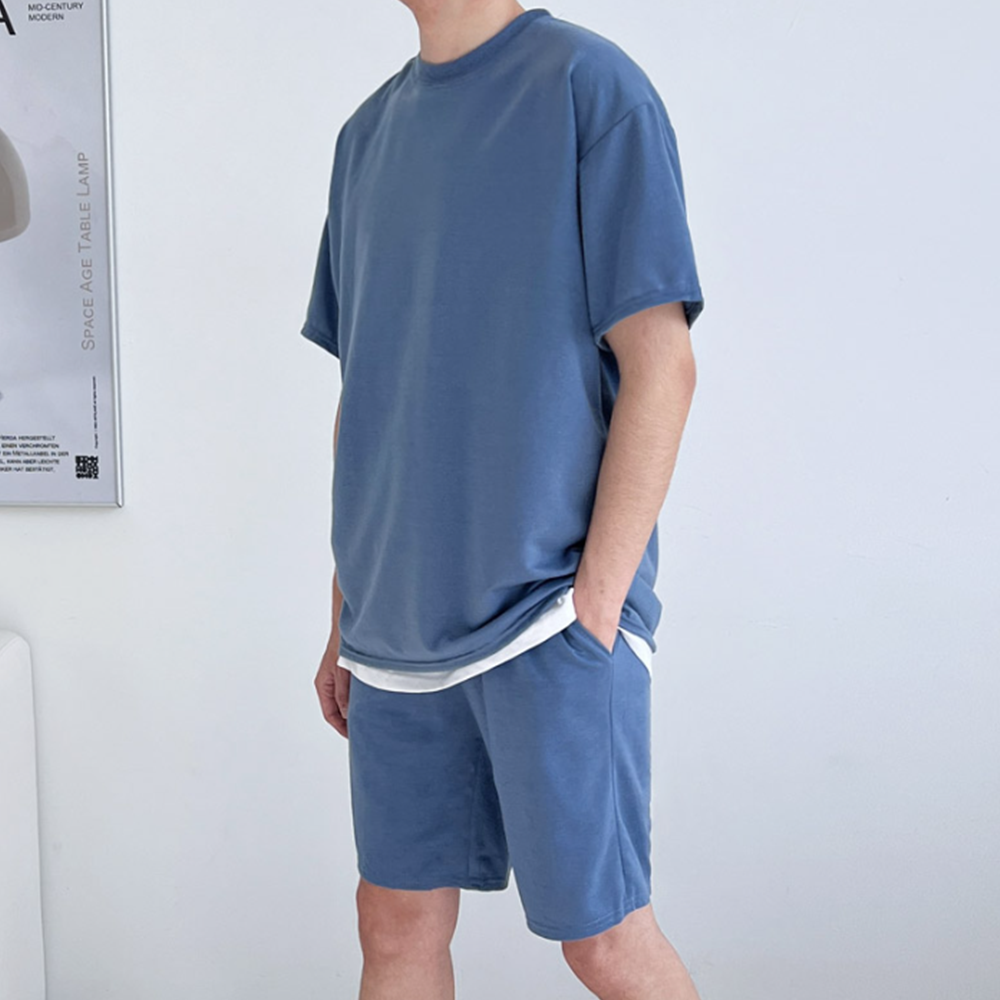 성인실내복 커플트레이닝세트 체육복 집에서입는옷 남자여름홈웨어 - 상세 이미지 4