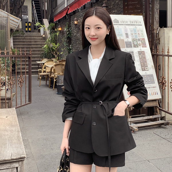 페니 D링 벨트 싱글 루즈핏 자켓 jk2857 - 상품 이미지