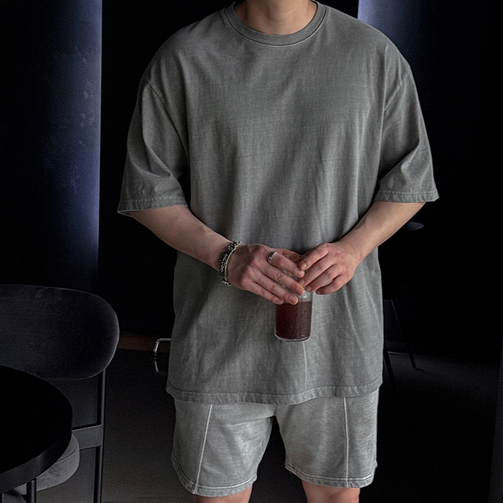 피그먼트반팔 두꺼운반팔티 어깨넓어보이는반팔 - 상세 이미지 2
