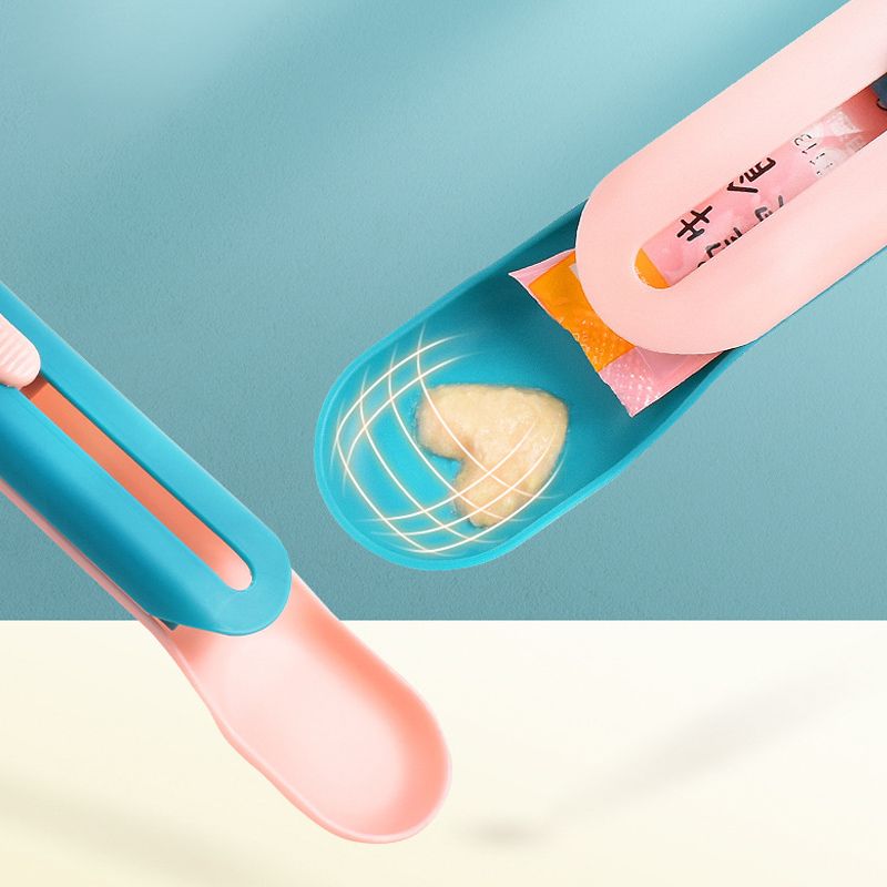 고양이 간식 스푼 츄르 짜개 강아지 약 먹이기 숟가락 펫 슬라이딩 사료 통 스쿱 펫 수저 이미지 7