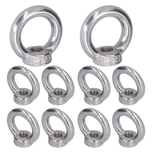 ANKROYU 10Pcs 리프팅 아이너트 스테인레스 스틸 고리 모양 파스너 공구 해상 링 너트 임업 기계용 너트M10 : Y G E N T