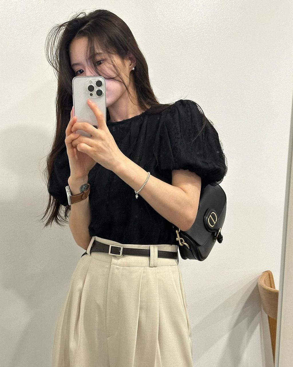 히델 여성 하이웨스트 출근룩 오피스룩 하객룩 핀턱 롱 와이드 벨트 슬랙스 팬츠 상세 이미지 4